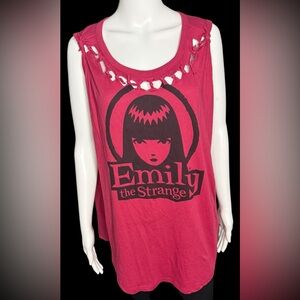 Emily the Strange Logo Official Slashed T-Shirt Sleeveless 2XL ( Size 2)